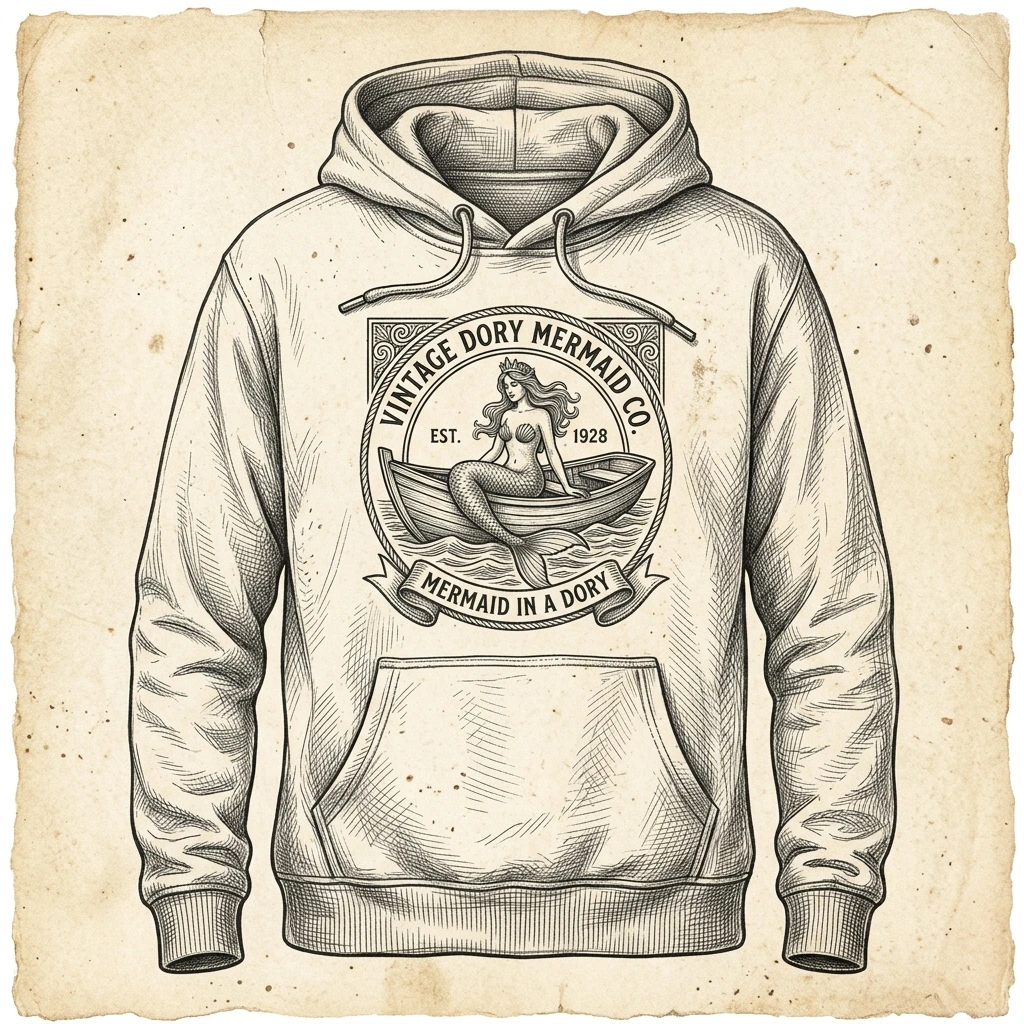 The Idle Hour Pullover Hoodie vintage woodcut sketch