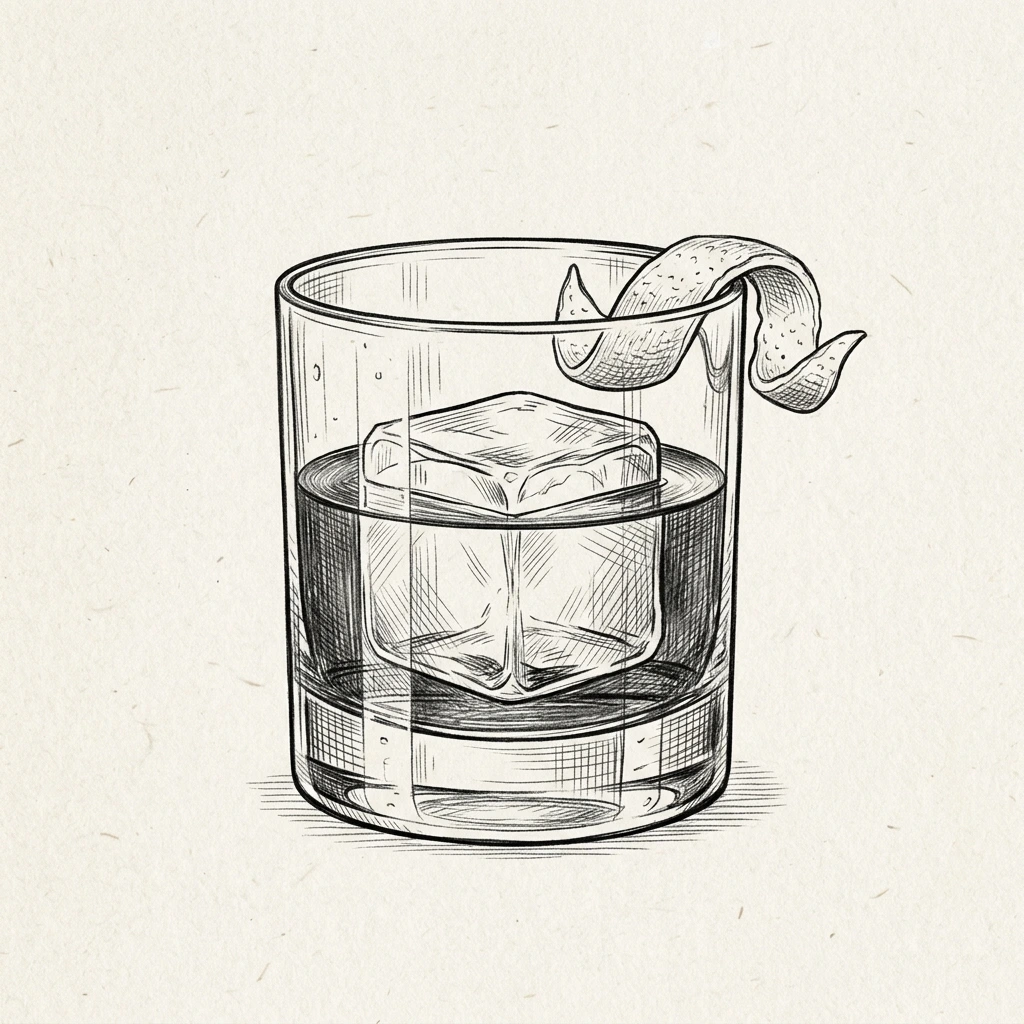 Rockland Sazerac Rocks Glass vintage sketch